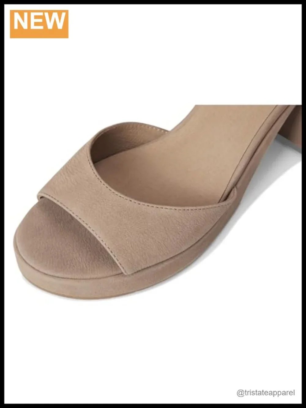 Platform Sandals with Leather Ankle Strap Hook-and-Loop Closure